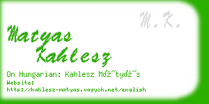 matyas kahlesz business card